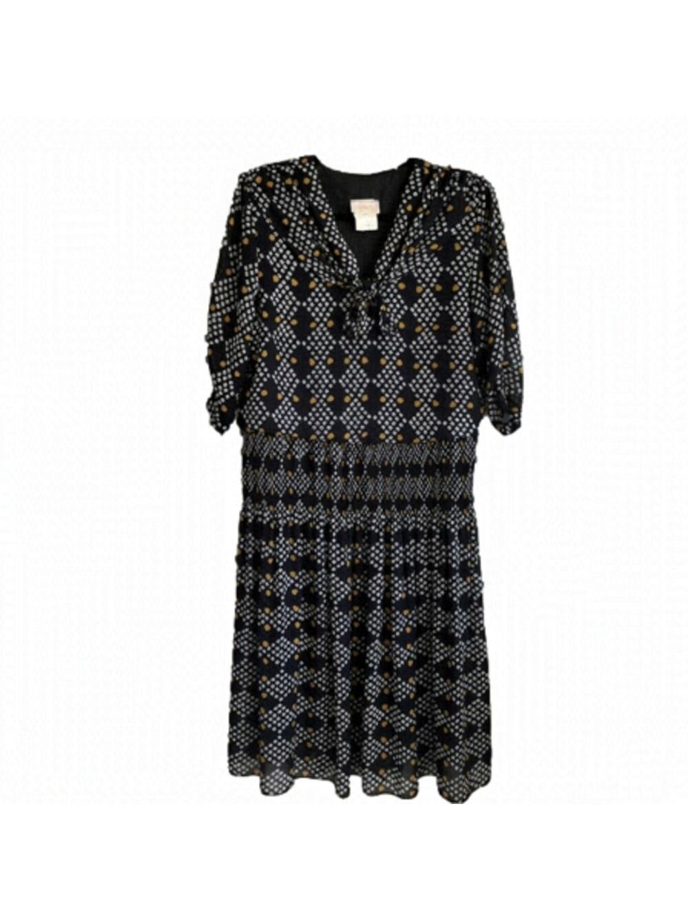 VINTAGE Algo 80’s Chiffon Drop Waist Blouson Midi Dress (XL/1X)
